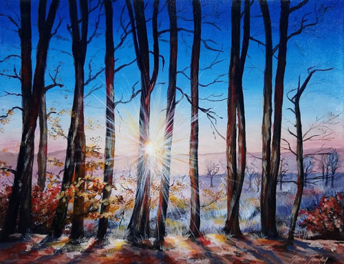 Svítání v zimě | 30 × 24 cm