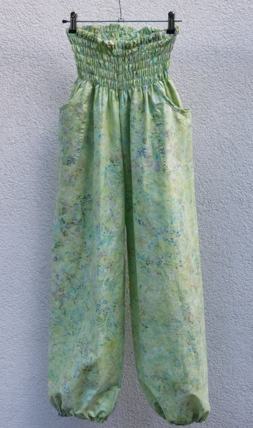Turecké kalhoty světlezelené-bali batik S