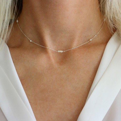 Aura | Stříbrný Minimalistický Řetízek S Perličkam
