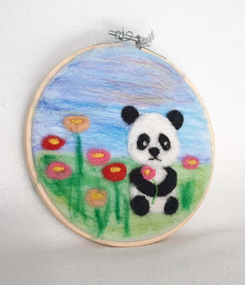 Plstěný obrázek panda