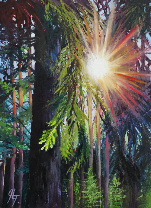 Barvy lesa | 13×18cm | obraz, olejomalba
