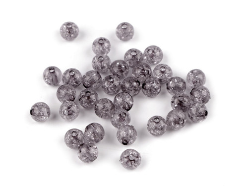 Plastové kraklované korálky 8 mm (43ks) - antracit