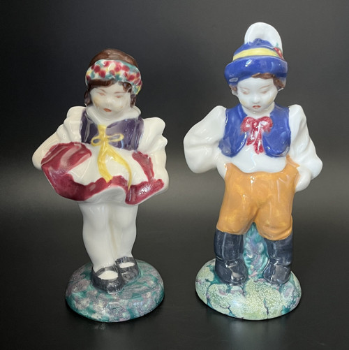 Párové keramické sošky Šohaj a šohajka 19 cm, RAKO