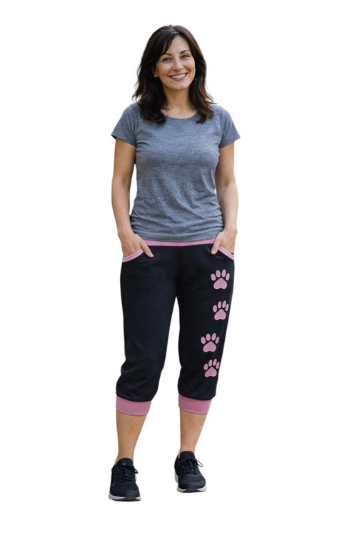 Dámské 3/4 tepláky se starorůž tlapkami , XL - 2XL