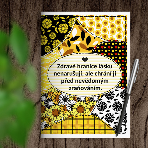 Sešit Floral petals sewing hranice - slunečnice