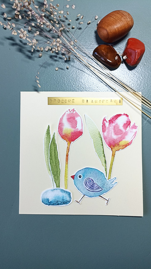 Ptáček mezi tulipány