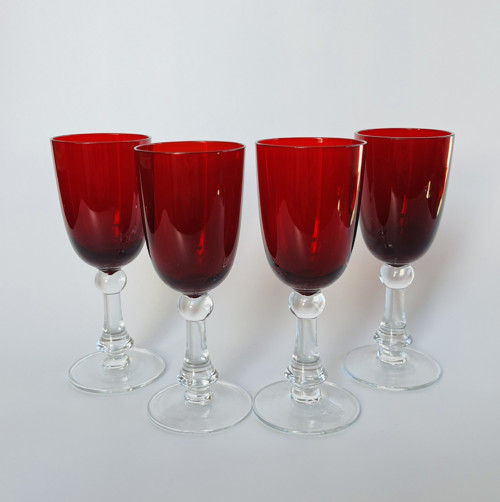 4x likérová sklenice 60ml, rubínové sklo