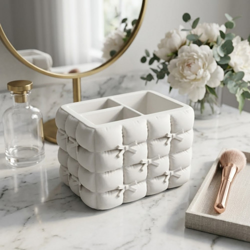 Organizér na make-up s mašličkami - Bílý