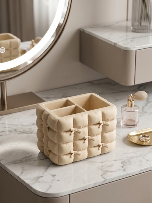 Organizér na make-up s mašličkami - Béžový