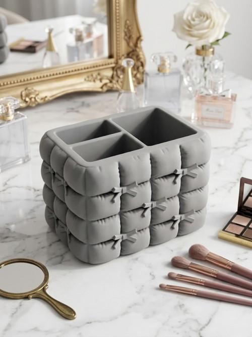 Organizér na make-up s mašličkami - Šedý