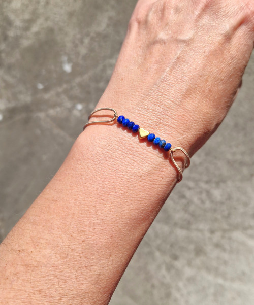 Lapis lazuli*zlaté srdíčko*náramek