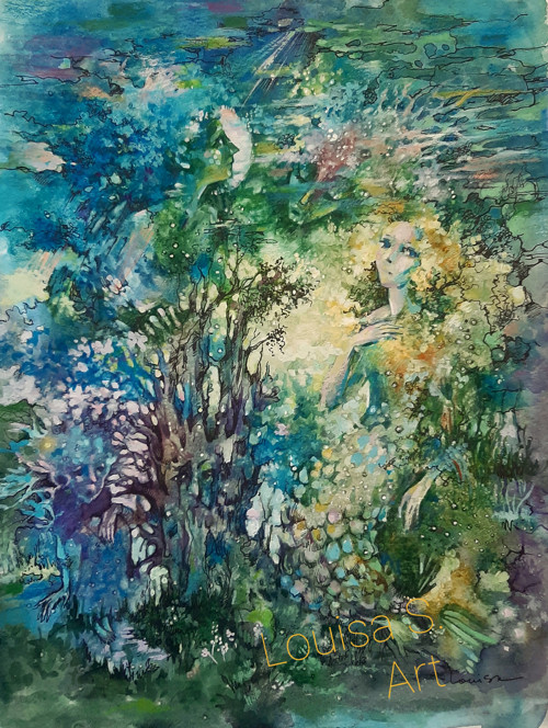 "Tajemství" - kombinovaná technika, A3