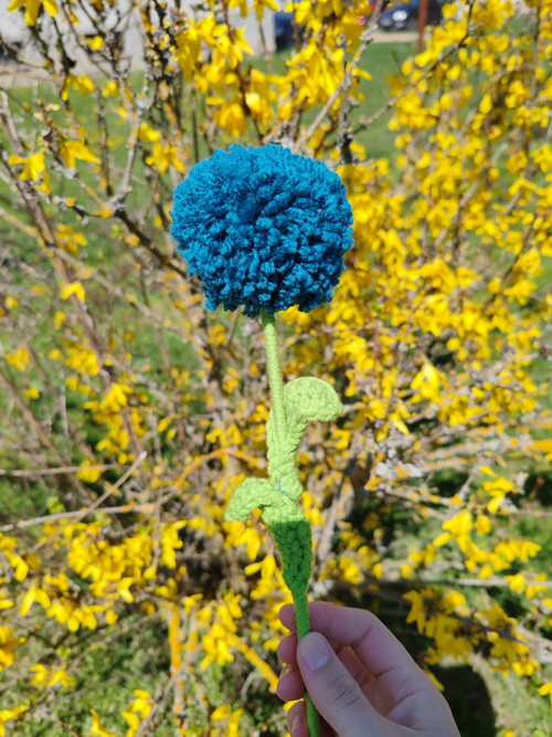 Pompom kytička modrá