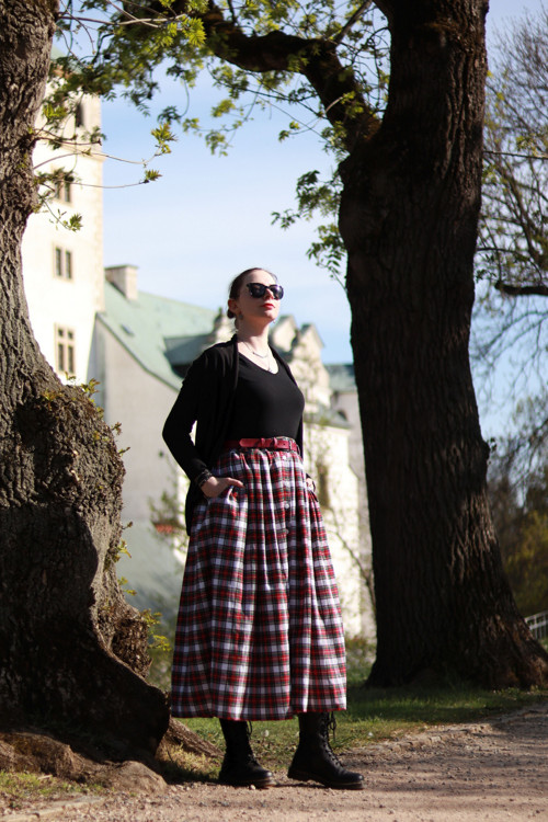 Flanelová sukně s propínáním