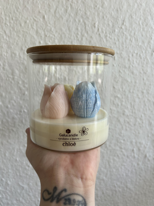 Sójová svíčka barevné tulipánky