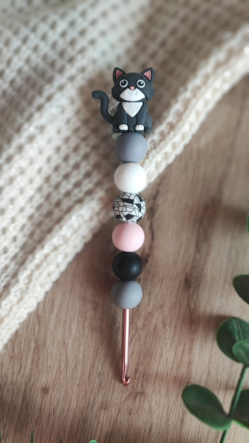 Háček volitelná velikost 2,5 - 5 mm, kočka šedá