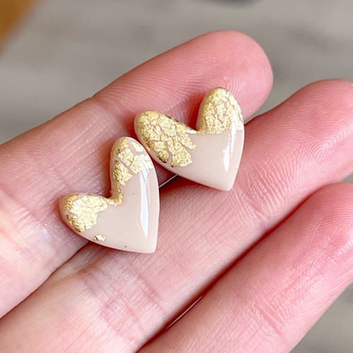 Puzetové naušnice Sparkling Hearts Pink Gold P005