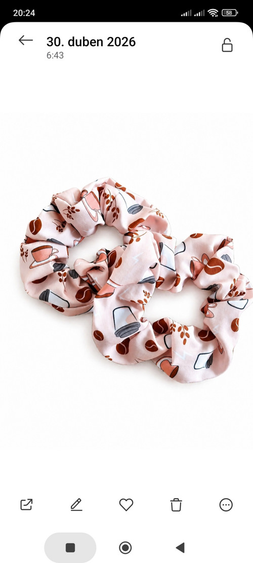 Scrunchies látkové gumičky Kávička