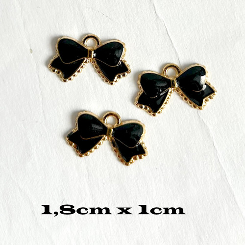 Přívěsek-černo-zlatá mašlička - 1,8cmx1cm - 1ks