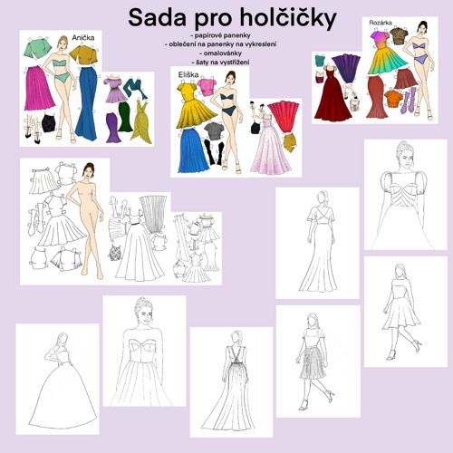 Sada pro holčičky - panenky, omalovánky a další