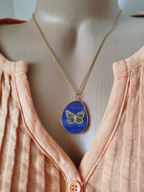 Náhrdelník kapka lapis lazuli , hypoalergenì