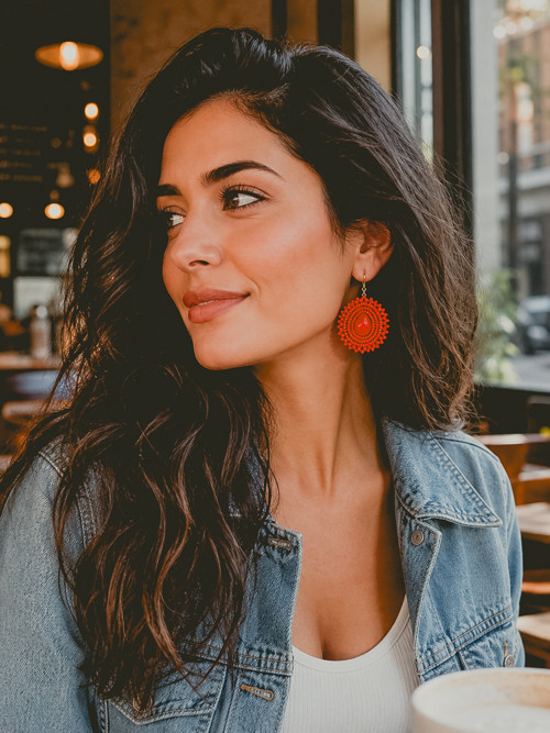 Pottery earrings n.58 - vyšívané náušnice