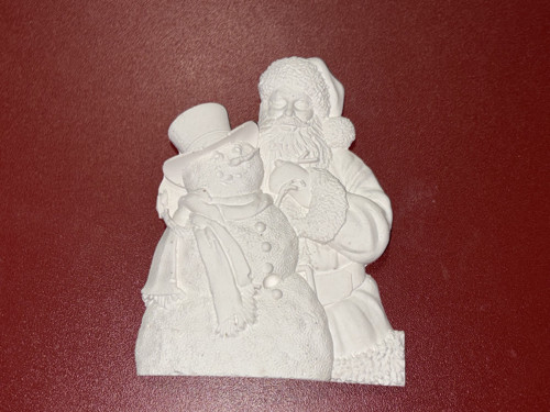 Sádrový odlitek - Santa Claus se sněhulákem