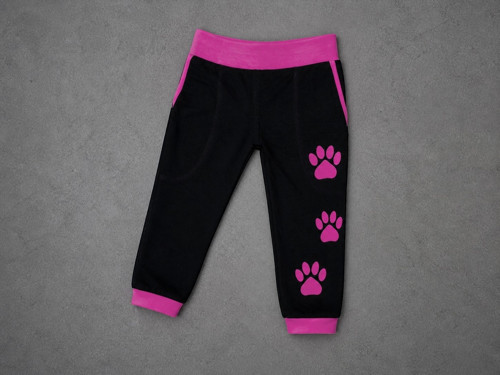 Dámské 3/4 tepláky s růžovými tlapkami , XL - 2XL
