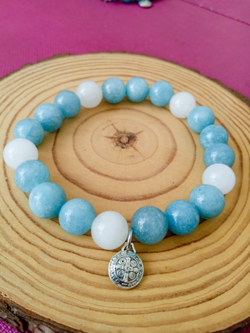 Minerální náramek, chalcedon 17-18cm, hypoalergení