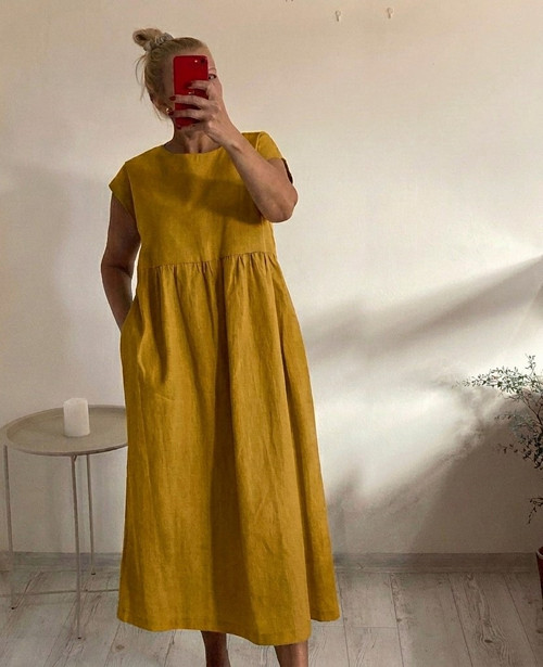 Ľanové Šaty s Vreckami /MANGO/
