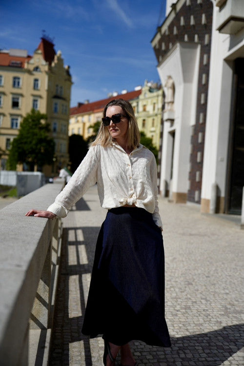 Dlouhá sukně dark denim