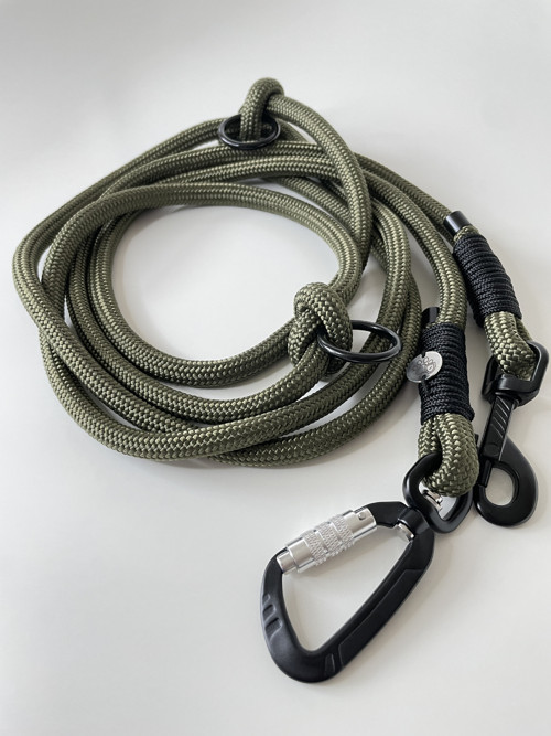 Přepínací vodítko s otočnou karabinou - Khaki