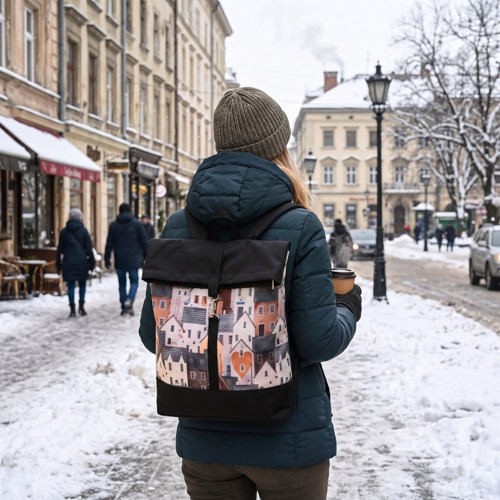 Batoh nepromokavý na zip - Domečky