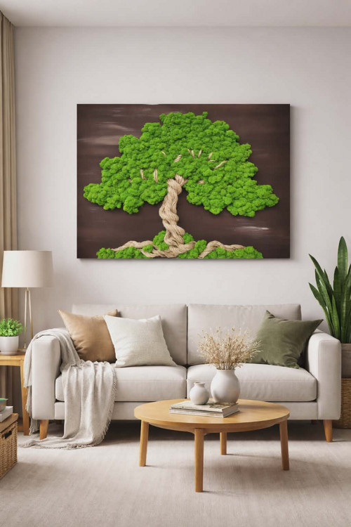 Živý mechový obraz, strom 60x80 cm