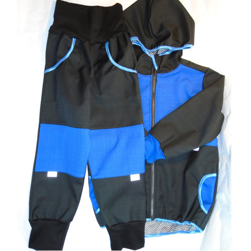 Souprava - jarní. softshell. Černá + král. modrá