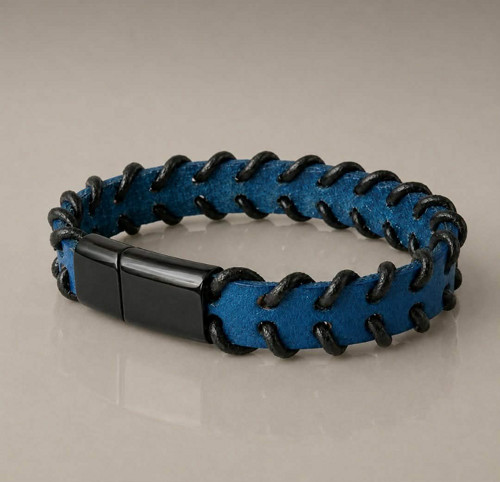 Kožený náramek Blue Bracelet – ručně vyrobený