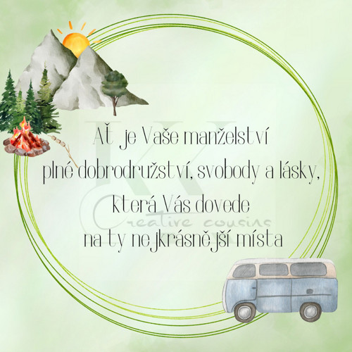 Přání ke svatbě - karavan (PDF+JPG k tisku)