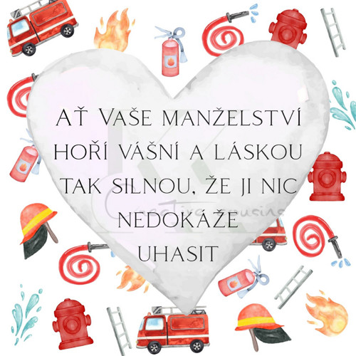 Přání ke svatbě - hasič (PDF + JPG k tisku)
