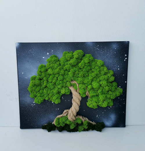 Živý mechový obraz, strom 40x50cm