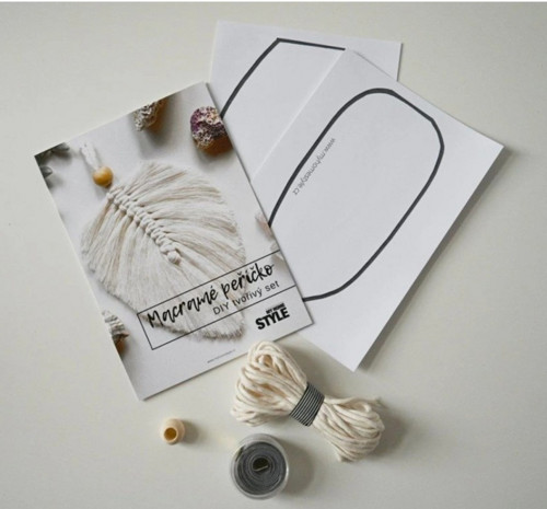 Macramé Diy Kit Peříčko (Lístek) - Tvořivý Set Na