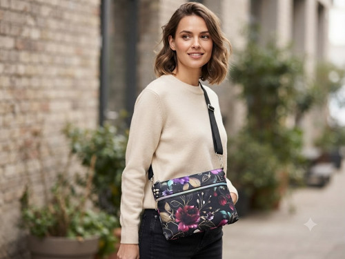 Crossbody kabelka s květinovým motivem