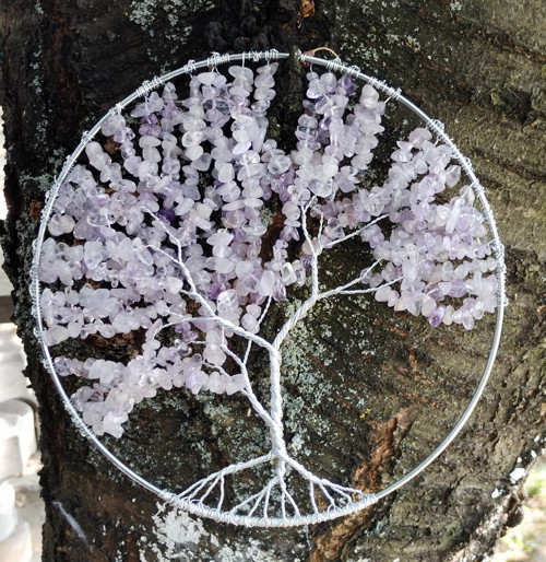 Drátovaný strom života ametyst lavender
