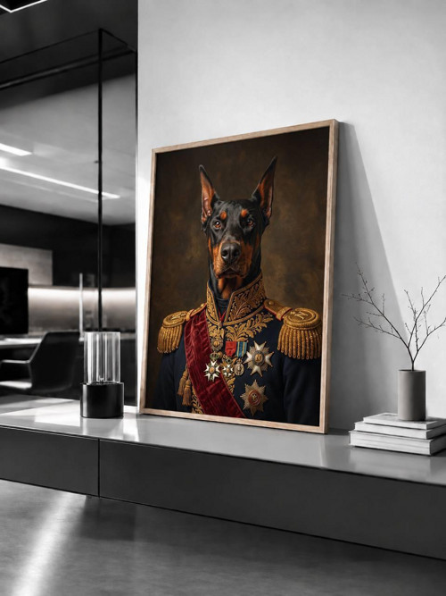 Portrét dobermana „Generál" v královskom štýle