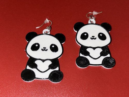 Naušnice - panda se srdíčkem