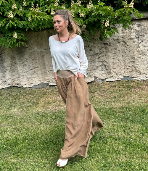 Kalhotová sukně světle hnědé cupro