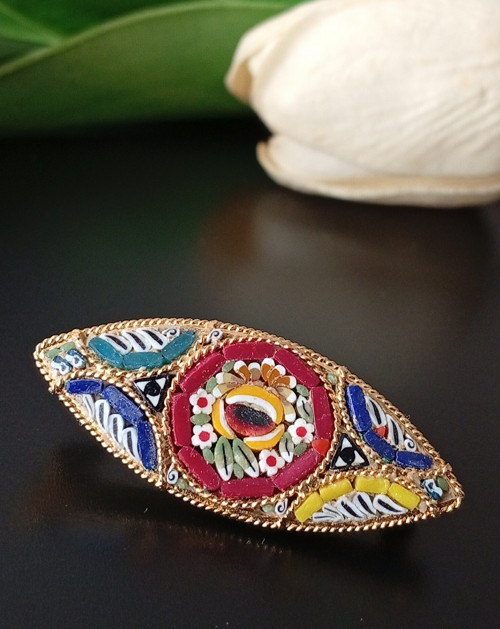 Úchvatná starožitná benátská brož, Millefiori