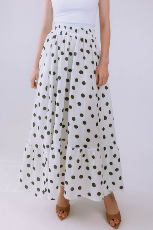 Miestna Mušelínová Sukňa Dots (Biela)