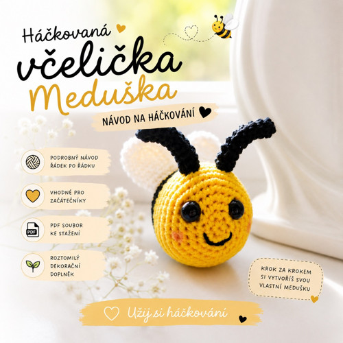 Háčkovaná včelička Meduška – PDF návod