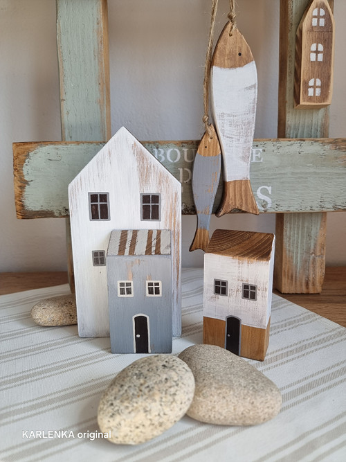 DOMEČEK (masiv) - 5 x 9,5 x 2,5 cm /bílá