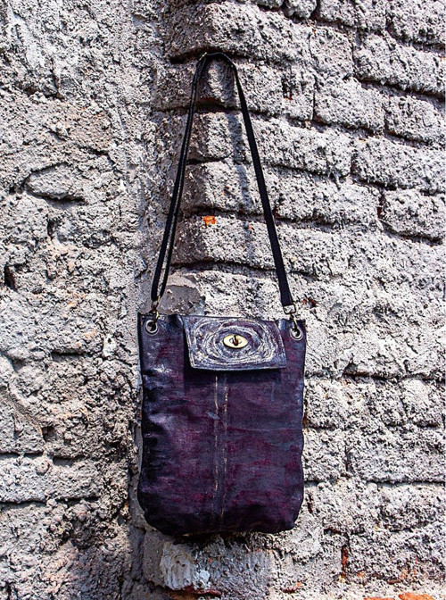 Kožená kabelka crossbody bordó